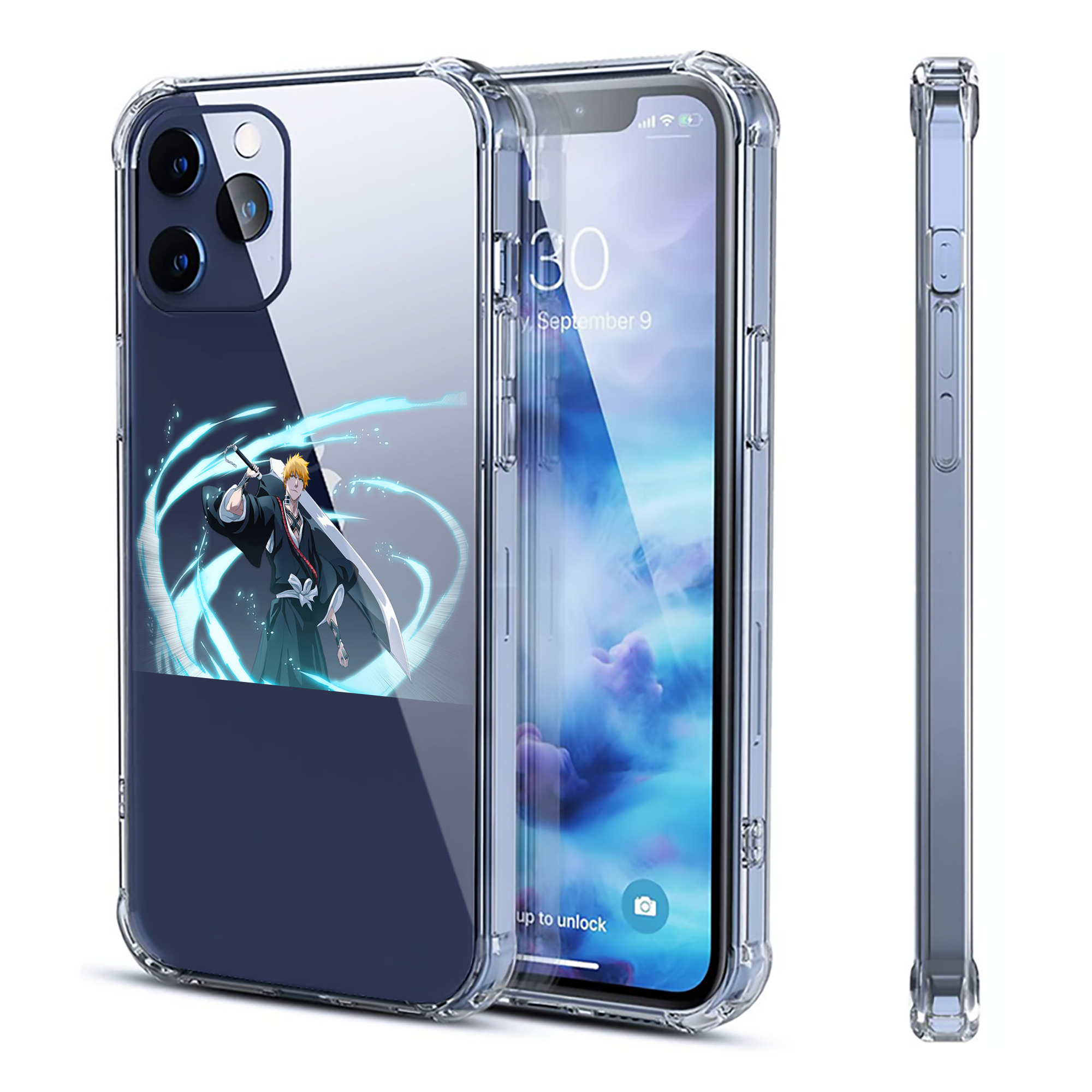 ブリーチ 黒崎一護（くろさき いちご）BLEACH Kurosaki Ichigo 【iPhone 12シリーズ対応】透明スマホケース（クリアソフトケース）